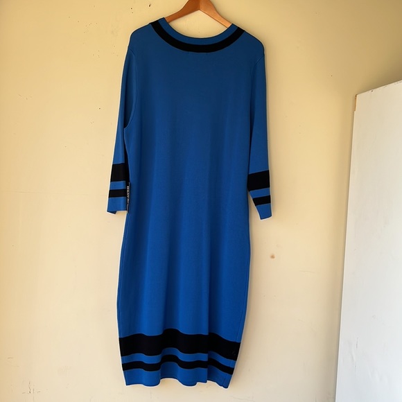 New York & Company Blue Sheath Dress with Long Sleeves - Picture 9 of 13